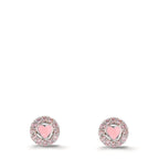 Stud earrings Silver Zirconia Rose Rhodium plated Heart Ø6.5 mm