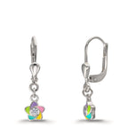 Drop Earrings Silver Zirconia 2 Stones Rhodium plated