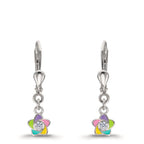 Drop Earrings Silver Zirconia 2 Stones Rhodium plated