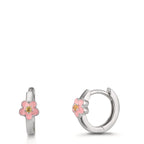Hinged hoop Silver Zirconia Yellow, 2 Stones Rhodium plated Flower