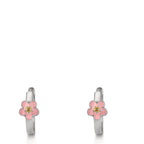 Hinged hoop Silver Zirconia Yellow, 2 Stones Rhodium plated Flower