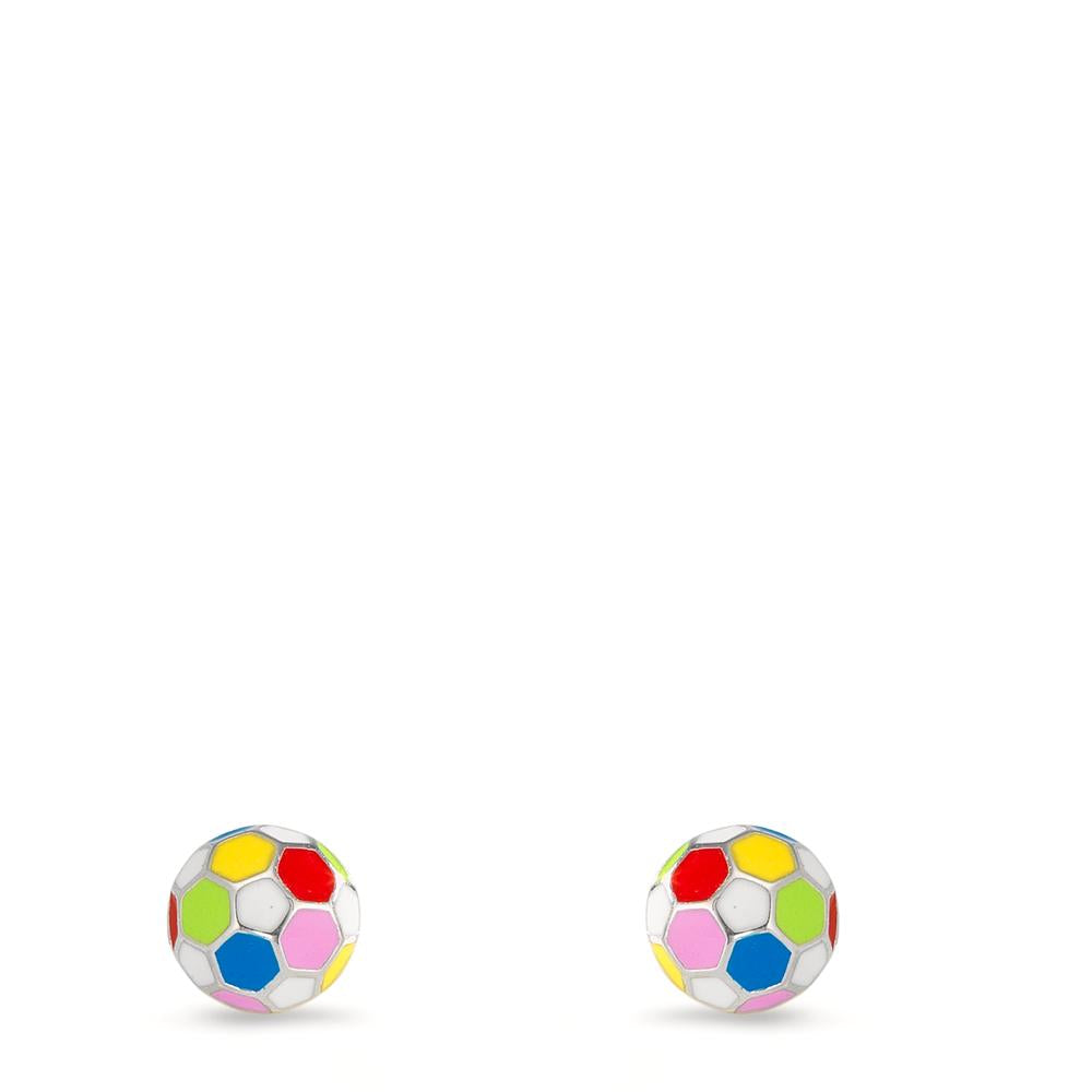 Stud earrings Silver Rhodium plated Football Ø6 mm