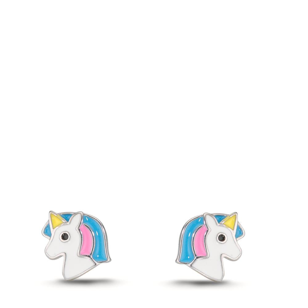 Stud earrings Silver Rhodium plated Unicorn