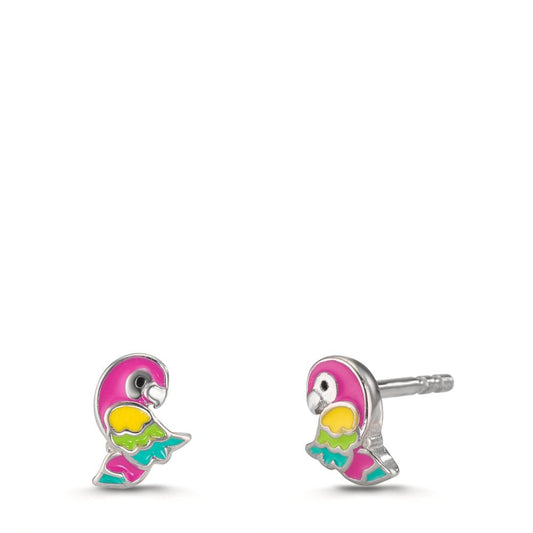 Stud earrings Silver Rhodium plated Parrot