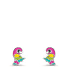 Stud earrings Silver Rhodium plated Parrot