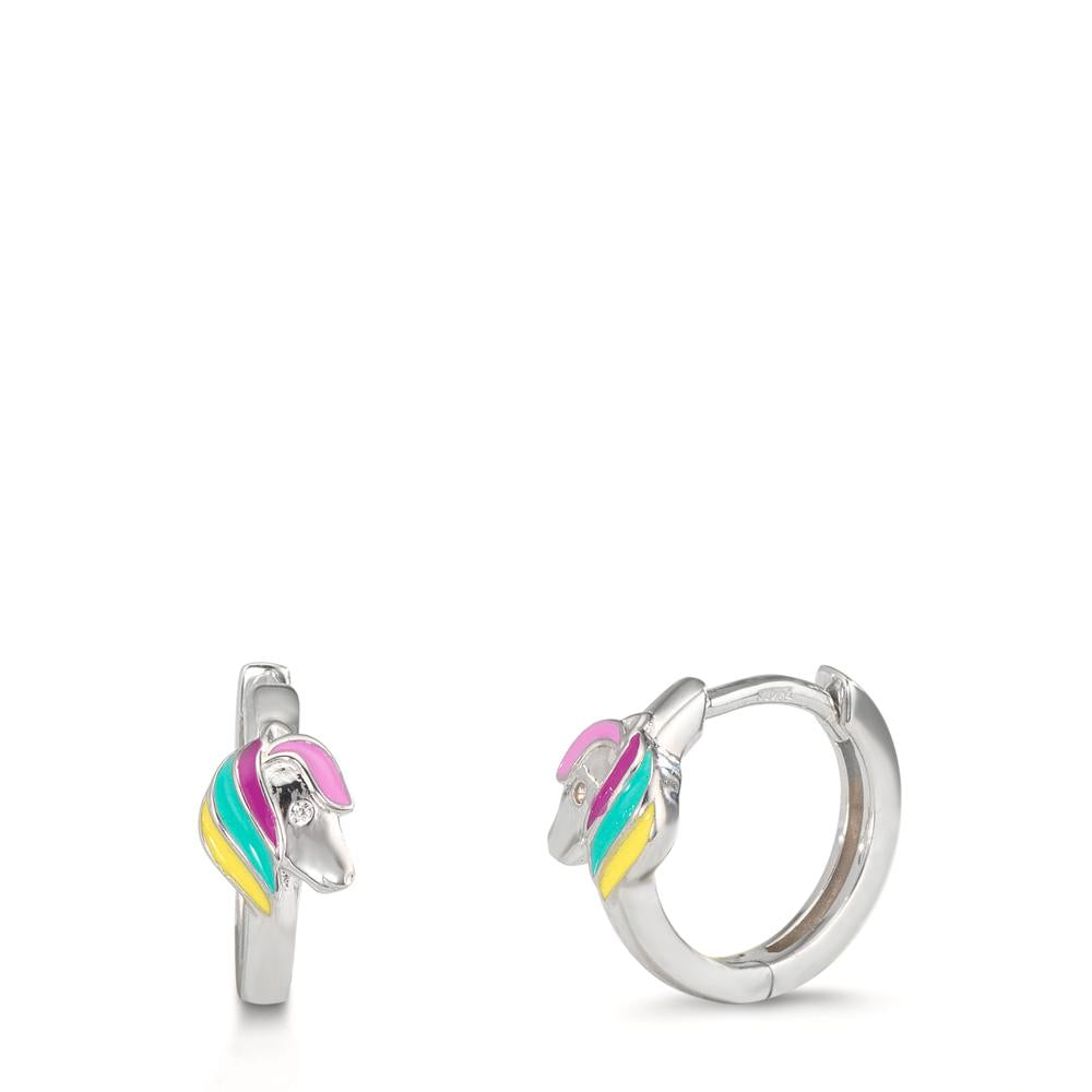 Hinged hoop Silver Rhodium plated Horse