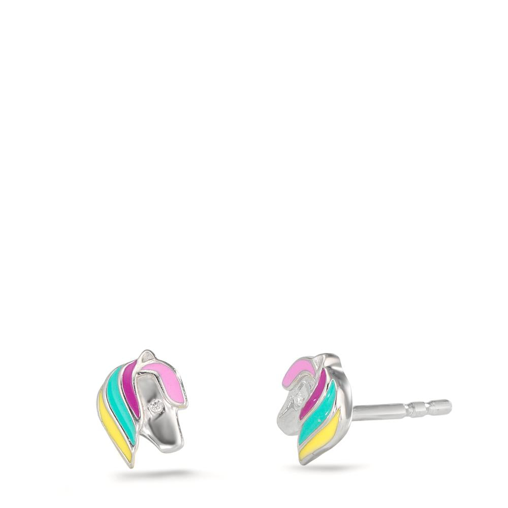 Stud earrings Silver Rhodium plated Horse