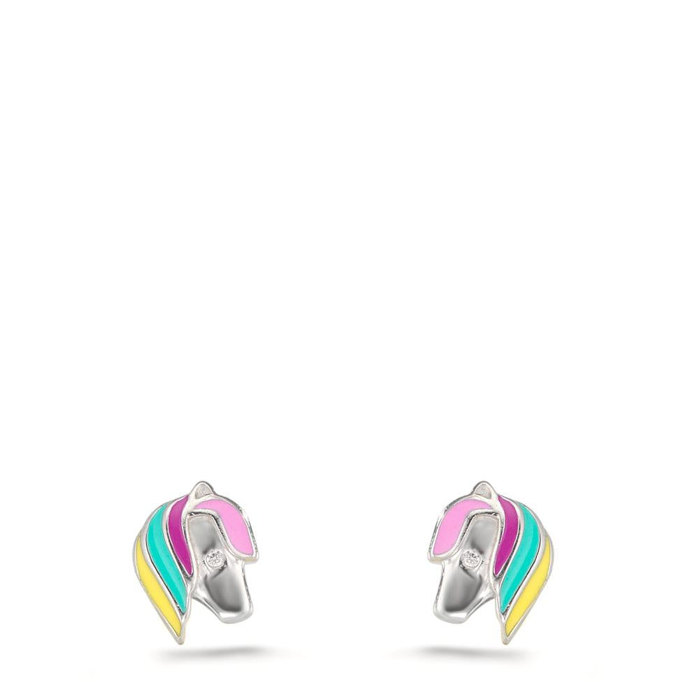 Stud earrings Silver Rhodium plated Horse