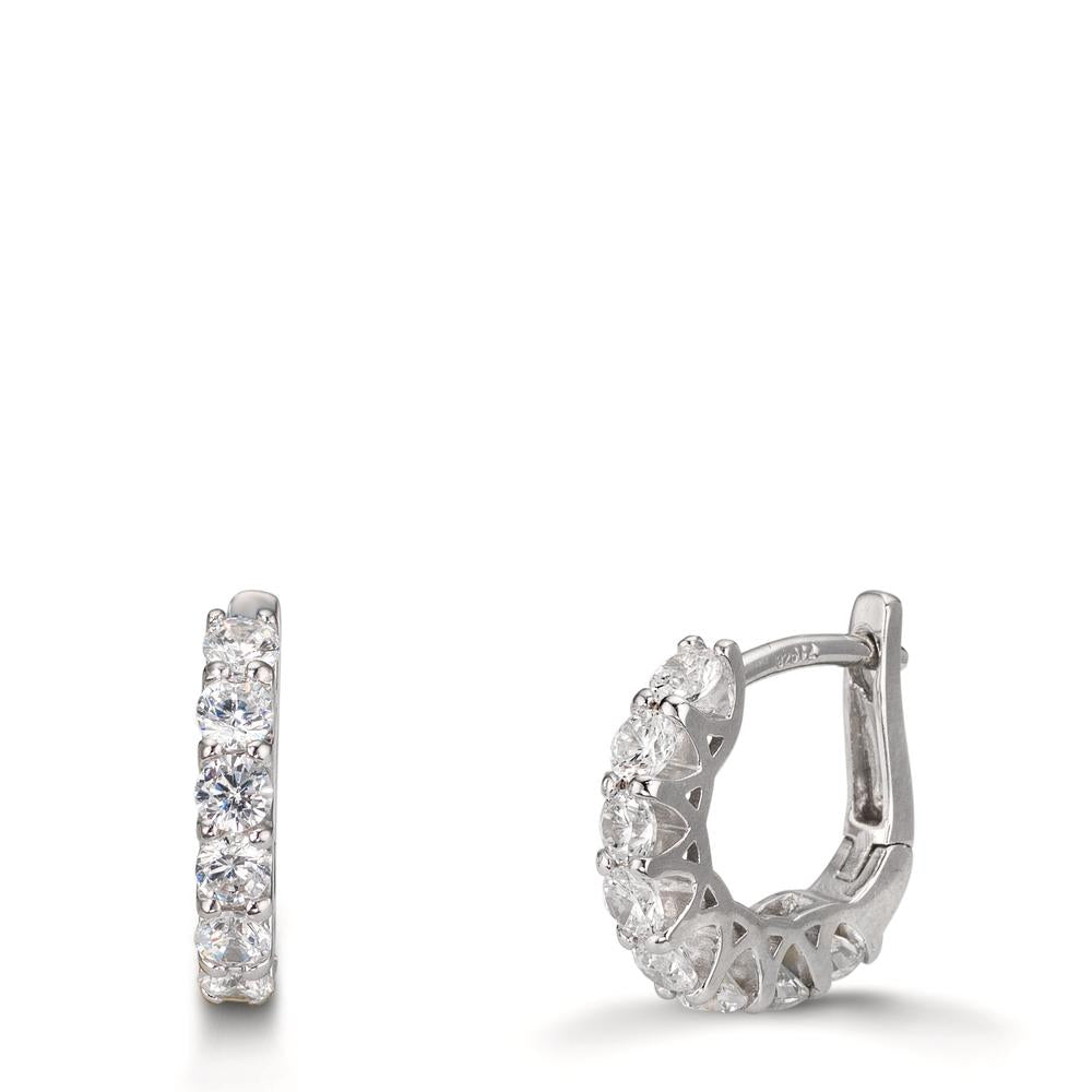 Hinged hoop Silver Zirconia 16 Stones Rhodium plated