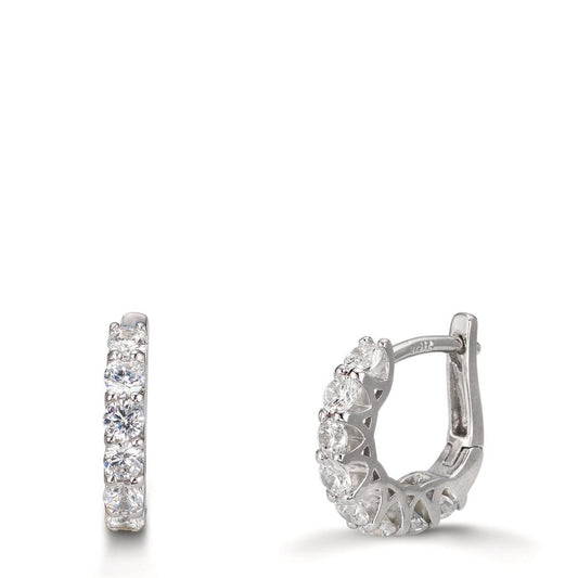 Hinged hoop Silver Zirconia 16 Stones Rhodium plated