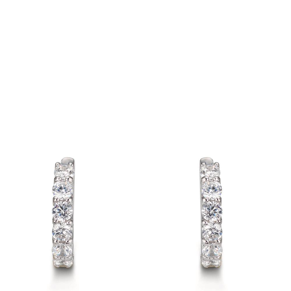 Hinged hoop Silver Zirconia 16 Stones Rhodium plated