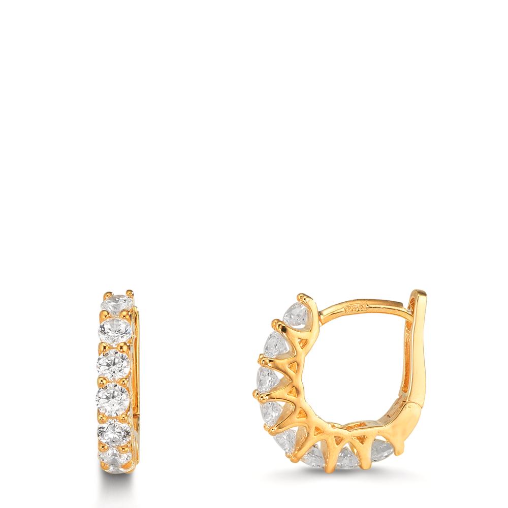 Hinged hoop Silver Zirconia 16 Stones Yellow Gold plated