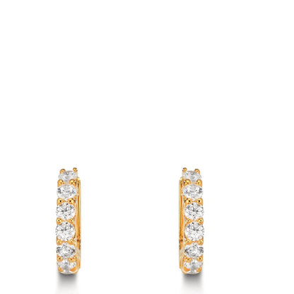 Hinged hoop Silver Zirconia 16 Stones Yellow Gold plated