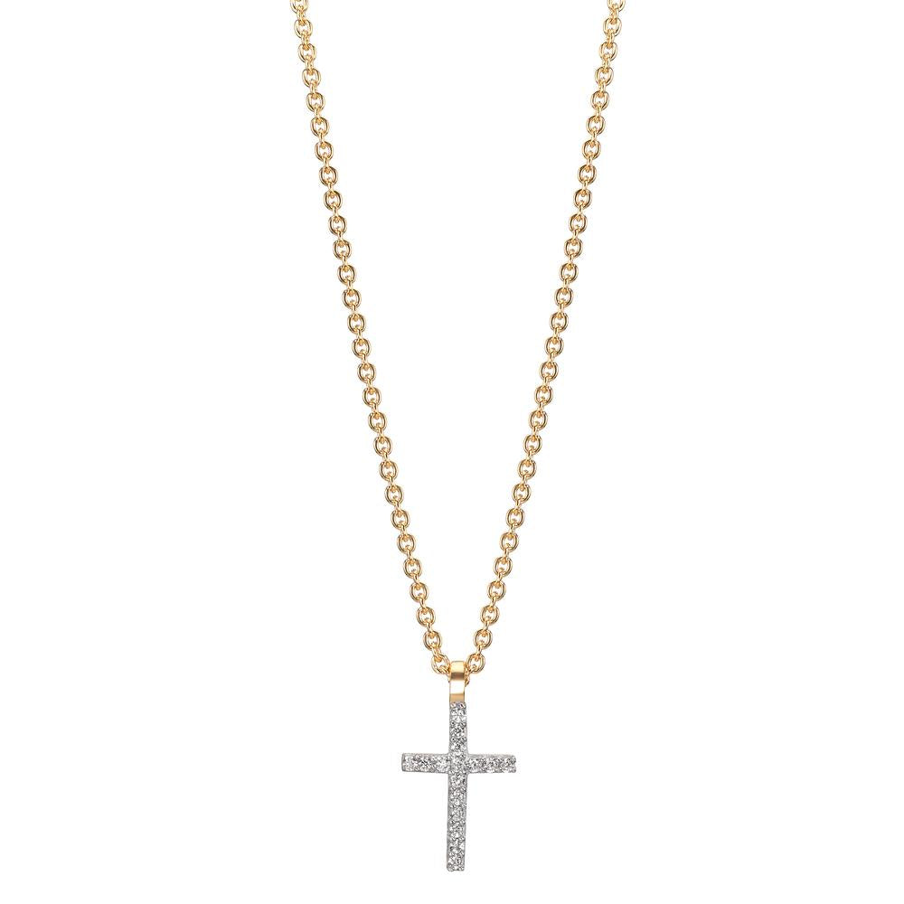 Necklace 9k Yellow Gold Zirconia 16 Stones Cross 38-42 cm