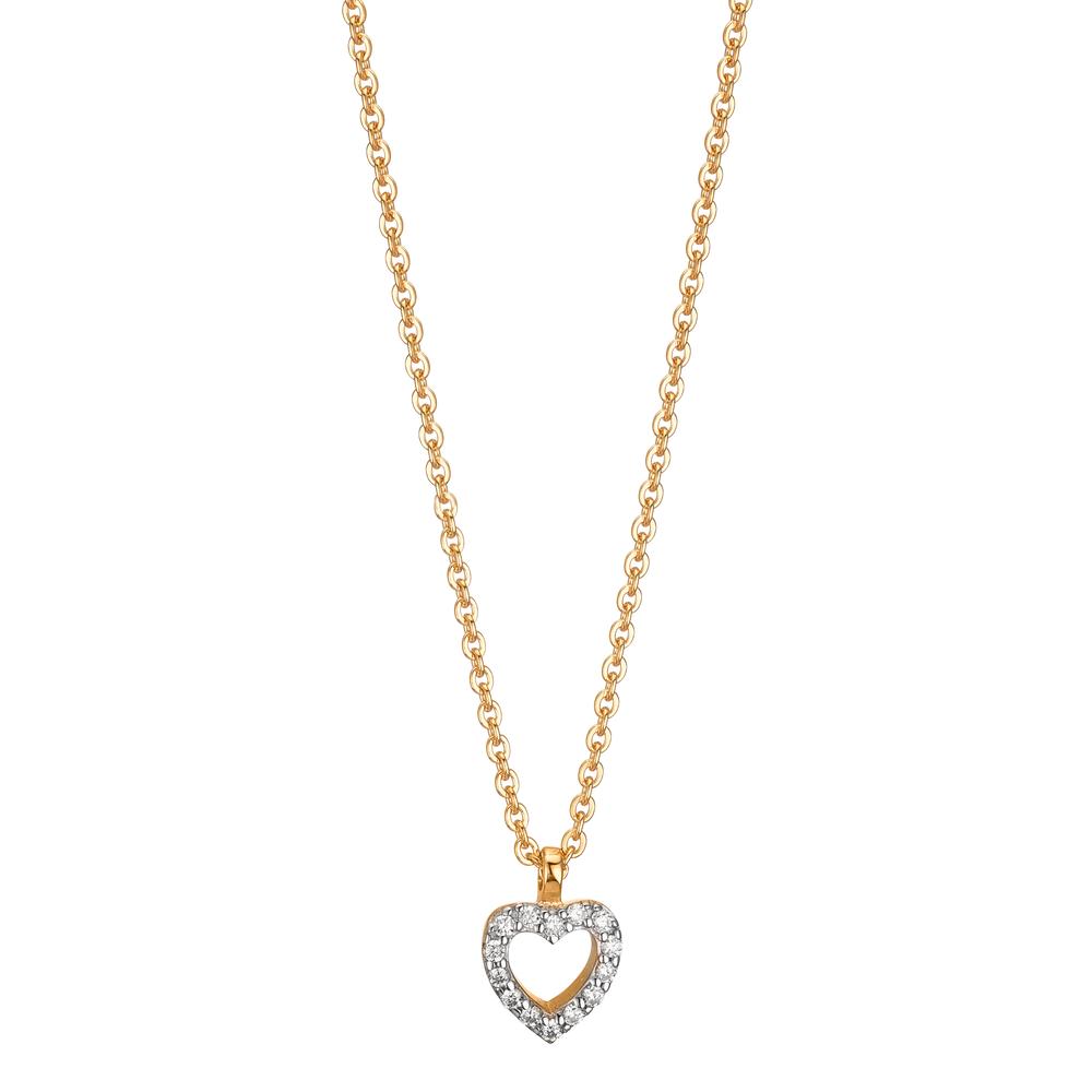 Necklace 9k Yellow Gold Zirconia Heart 38-42 cm