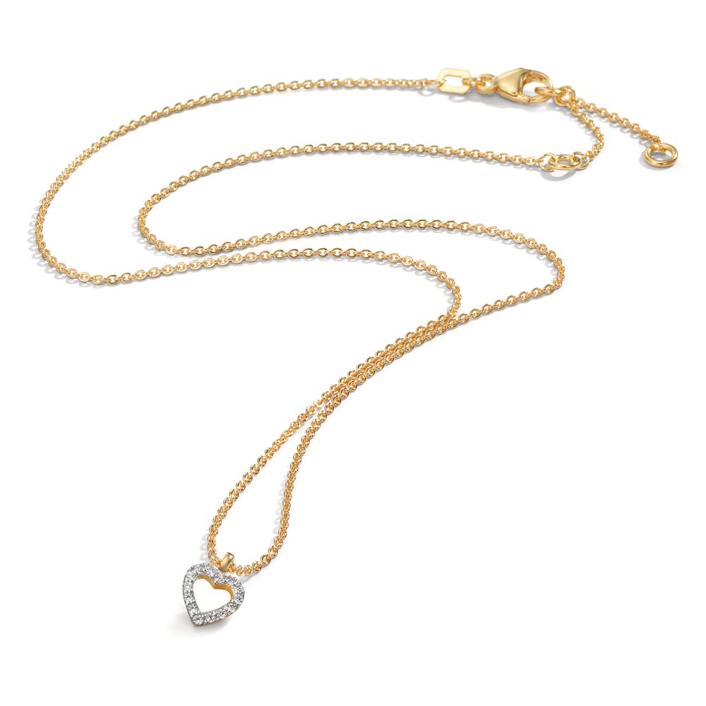 Necklace 9k Yellow Gold Zirconia Heart 38-42 cm
