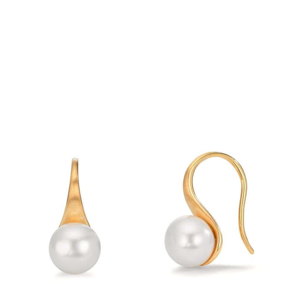Drop Earrings 9k Yellow Gold Freshwater pearl, 2 Pearls, 8 mm