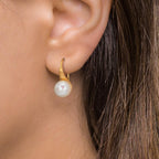 Drop Earrings 9k Yellow Gold Freshwater pearl, 2 Pearls, 8 mm