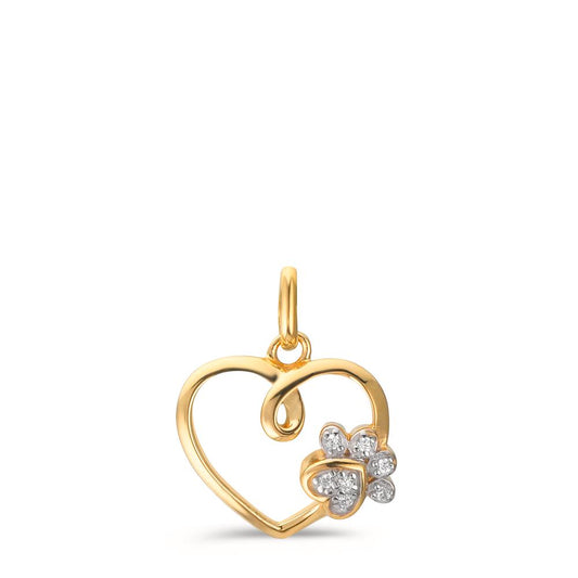 Pendant 9k Yellow Gold Zirconia 7 Stones Heart Ø12 mm