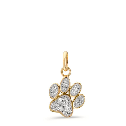 Pendant 9k Yellow Gold Zirconia Paw Ø9.5 mm