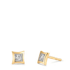 Stud earrings 9k Yellow Gold Zirconia 2 Stones