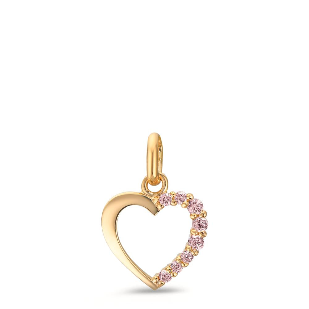 Pendant 9k Yellow Gold Zirconia Rose Heart Ø10 mm