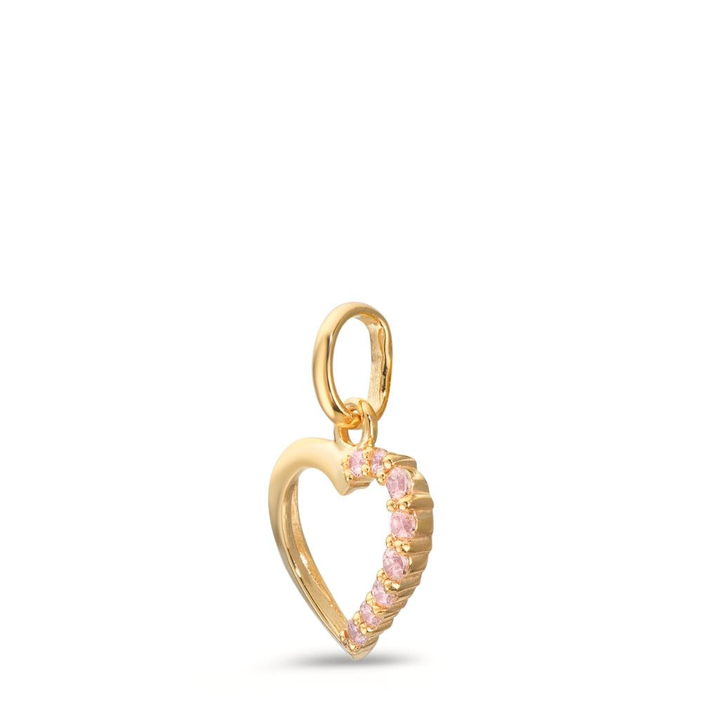 Pendant 9k Yellow Gold Zirconia Rose Heart Ø10 mm