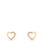 Stud earrings 9k Yellow Gold Zirconia Rose Heart Ø6.5 mm