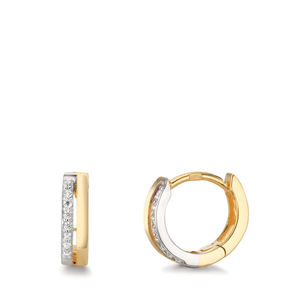 Hinged hoop 9k Yellow Gold Zirconia 16 Stones Bicolor