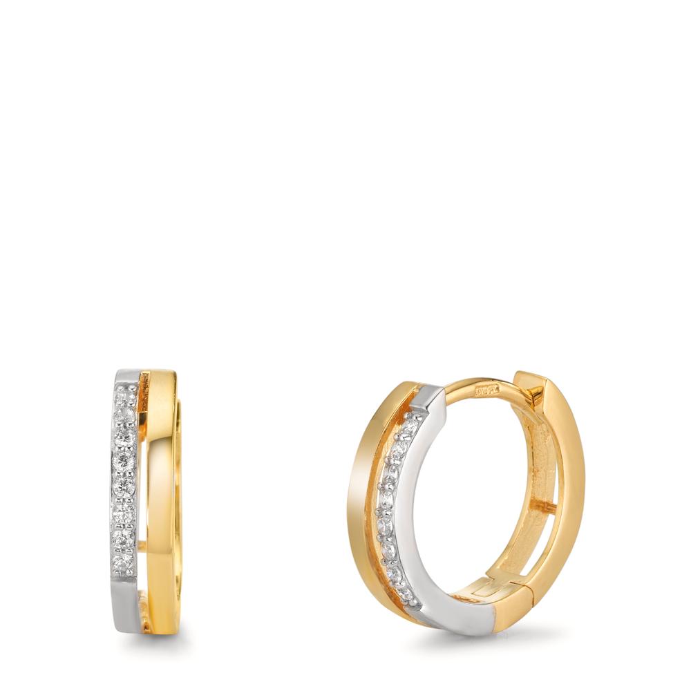 Hinged hoop 9k Yellow Gold Zirconia 16 Stones Bicolor