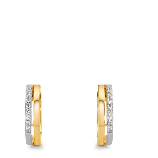 Hinged hoop 9k Yellow Gold Zirconia 16 Stones Bicolor