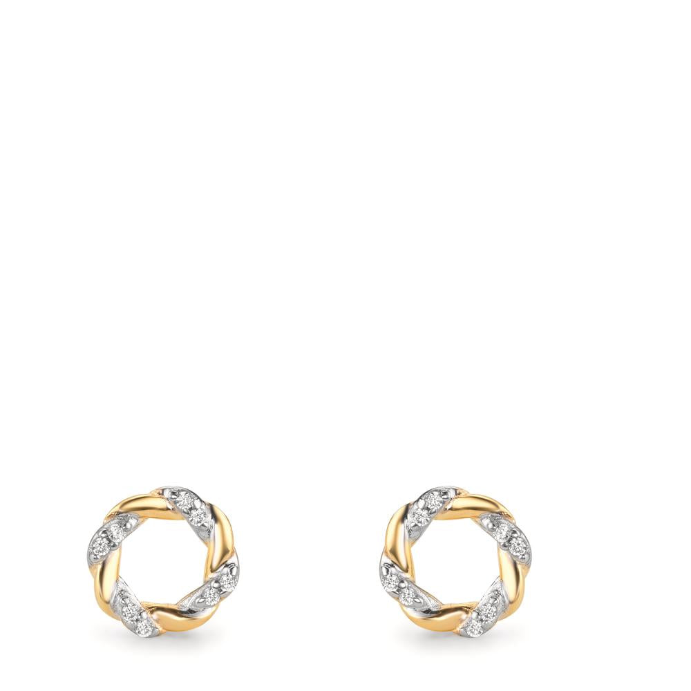 Stud earrings 9k Yellow Gold Zirconia 16 Stones Ø6.5 mm