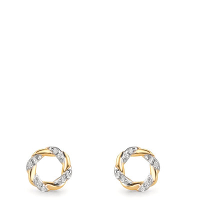 Stud earrings 9k Yellow Gold Zirconia 16 Stones Ø6.5 mm