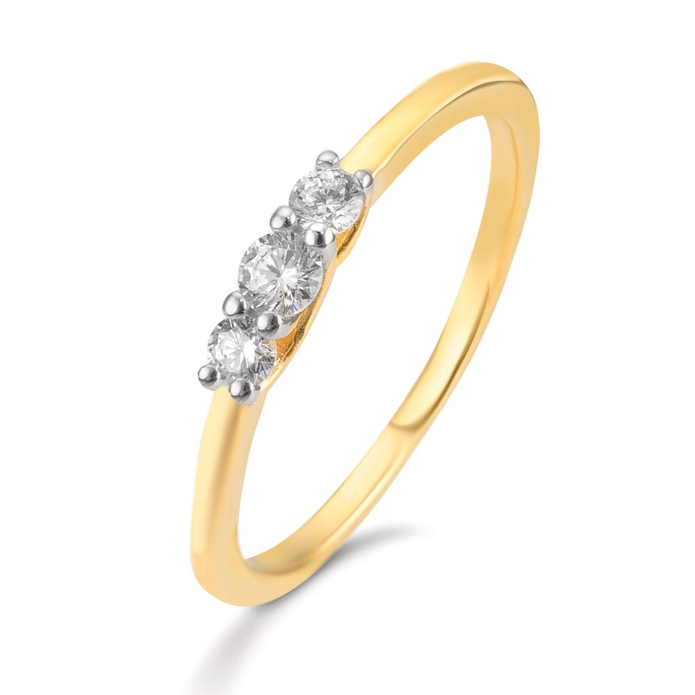 Ring 9k Yellow Gold Zirconia 3 Stones