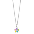 Necklace with pendant Silver Zirconia Rhodium plated Flower 36-38 cm