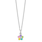 Necklace with pendant Silver Zirconia Rhodium plated Flower 36-38 cm