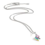 Necklace with pendant Silver Zirconia Rhodium plated Horse 36-38 cm
