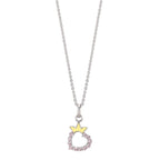 Necklace with pendant Silver Zirconia Rhodium plated Heart 36-38 cm
