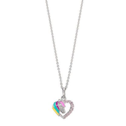 Necklace with pendant Silver Zirconia Rose Rhodium plated Horse 36-38 cm