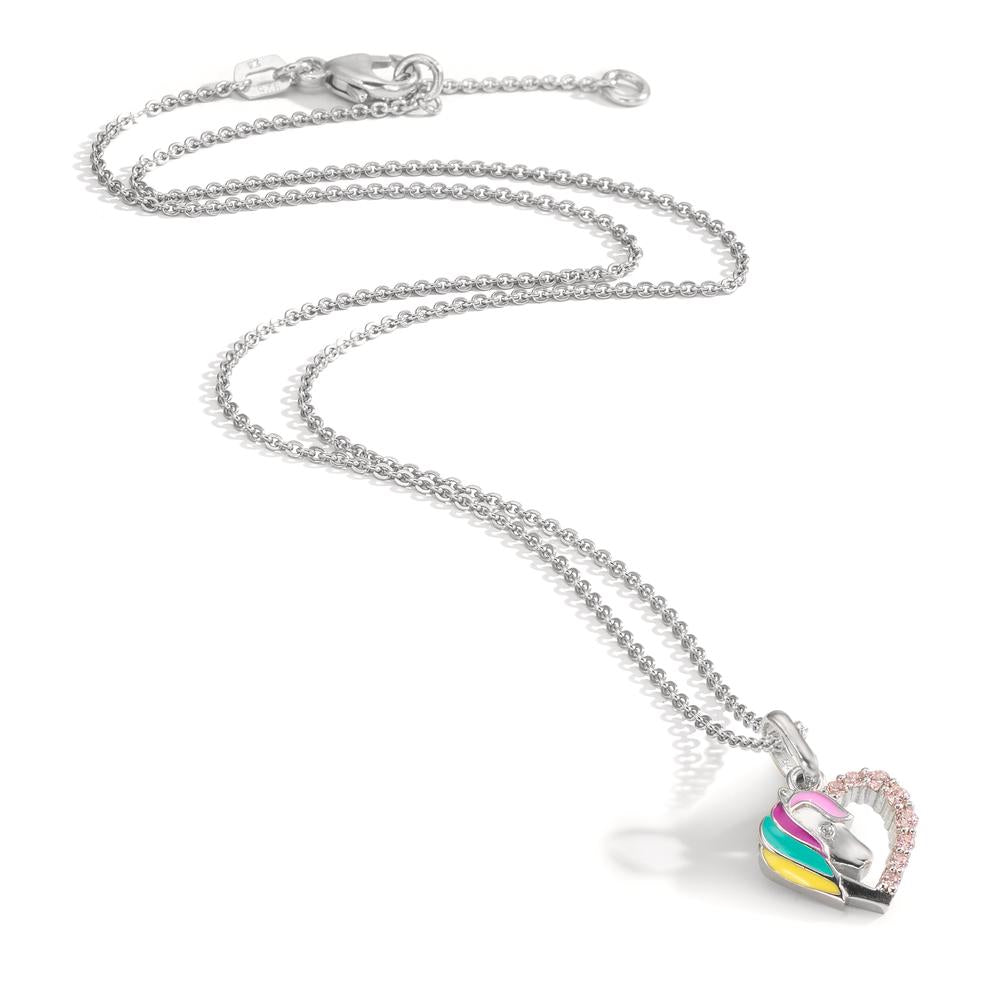 Necklace with pendant Silver Zirconia Rose Rhodium plated Horse 36-38 cm