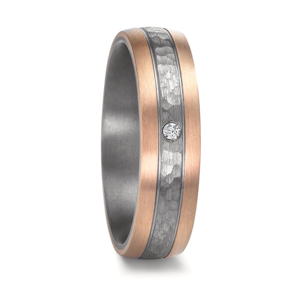 Wedding Ring Tantal 999, 14k Rose Gold Diamond 0.02 ct, w-si