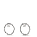 Stud earrings Silver Freshwater pearl White, 2 Pearls, 3 mm Ø11 mm