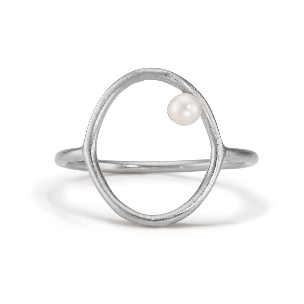 Ring Silver Freshwater pearl White, 3 mm Ø14 mm