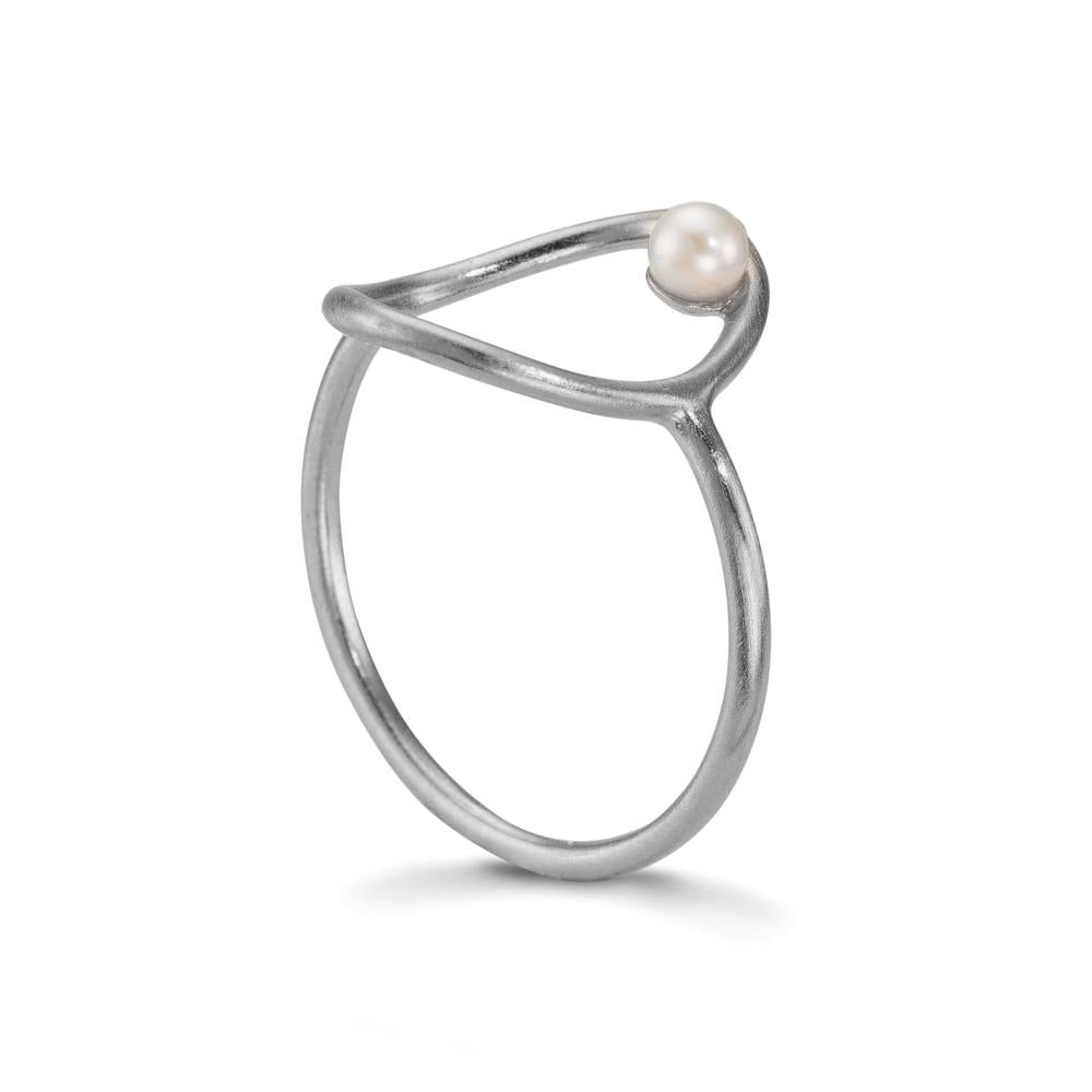 Ring Silver Freshwater pearl White, 3 mm Ø14 mm