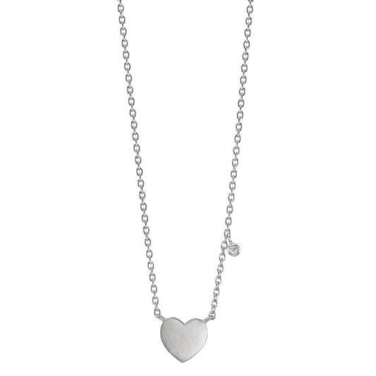 Necklace Silver Zirconia White Heart 42-47 cm