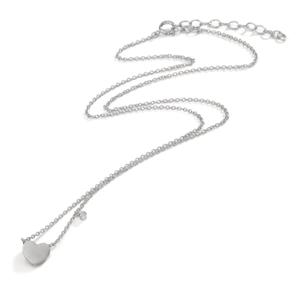 Necklace Silver Zirconia White Heart 42-47 cm