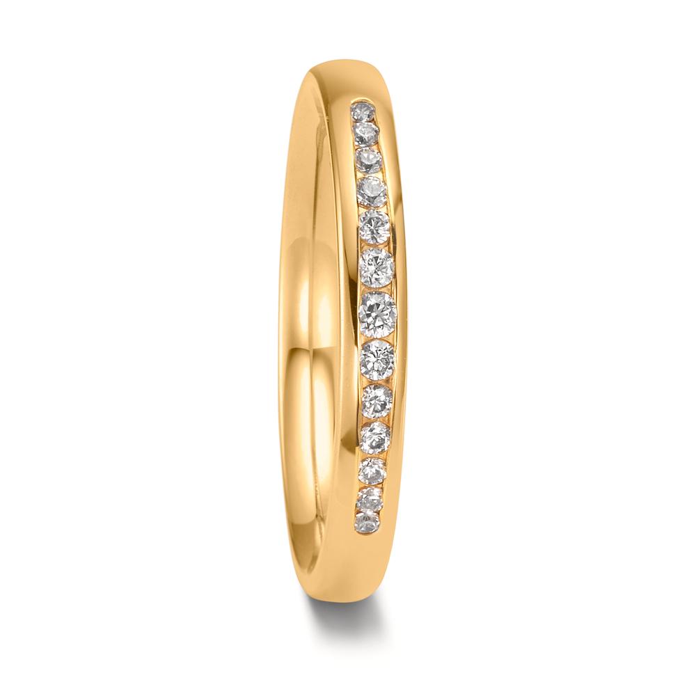 Wedding Ring 18k Yellow Gold Diamond 0.132 ct, 13 Stones, tw-vsi