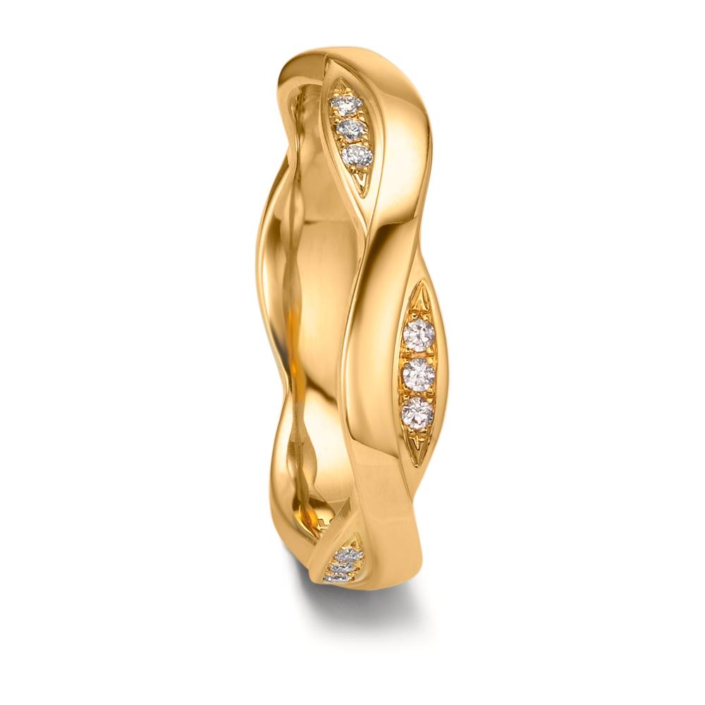 Wedding Ring 18k Yellow Gold Diamond 0.09 ct, 18 Stones, tw-vsi