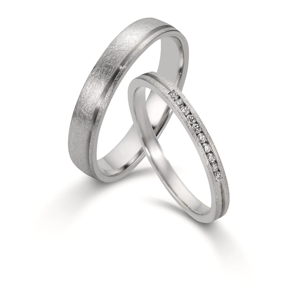 Wedding Ring Platinum 950 Diamond 0.075 ct, 10 Stones, w-si