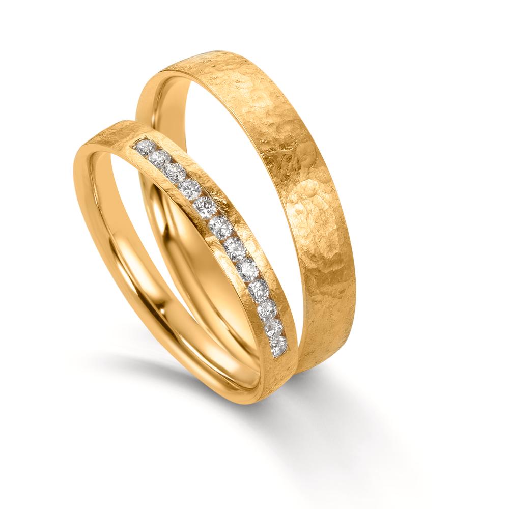 Wedding Ring 18k Yellow Gold Diamond 0.18 ct, 12 Stones, w-si